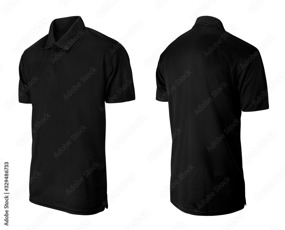 Black polo tshirt design template isolated on white Stock Photo | Adobe ...