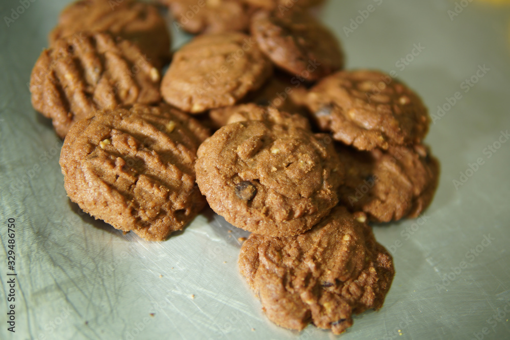Chocolate cookies on a tray Chocolate cookies on a tray