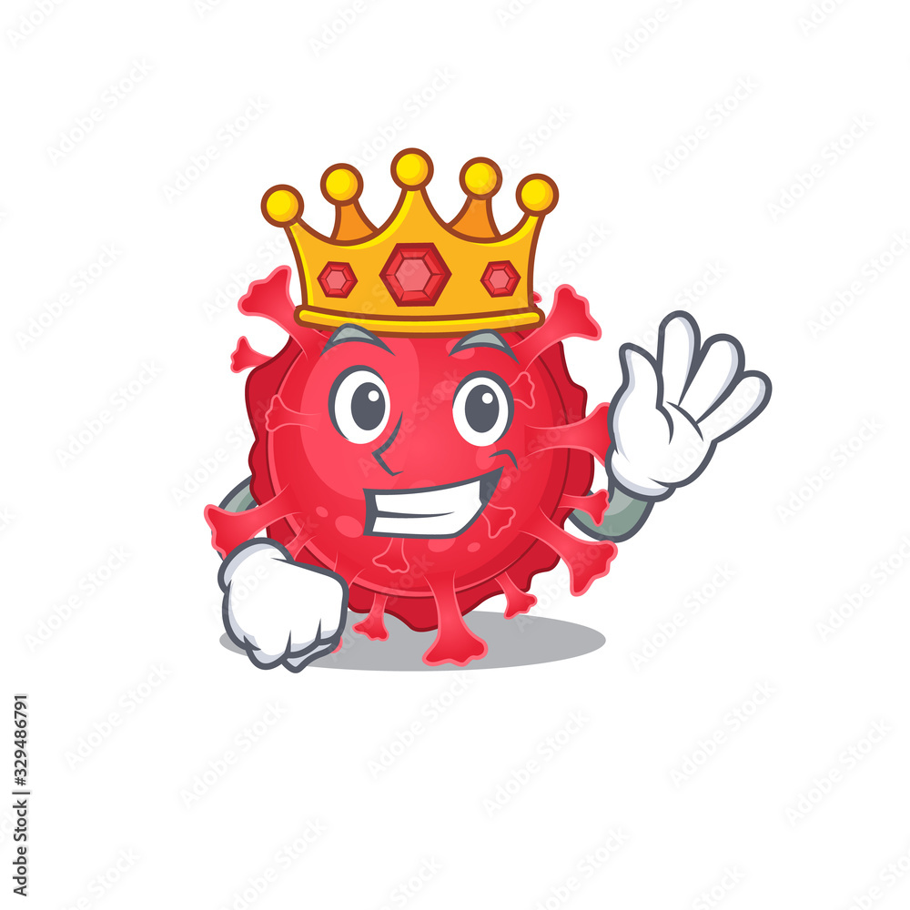 The Royal King of coronavirus substance cartoon character design with crown