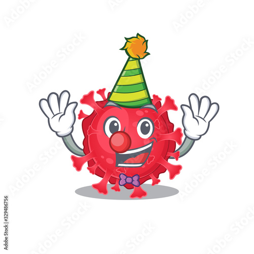 Cute and Funny Clown coronavirus substance cartoon character mascot style © kongvector