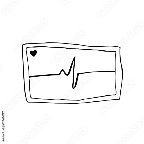 Hand drawn list if cardiogram vector illustration.