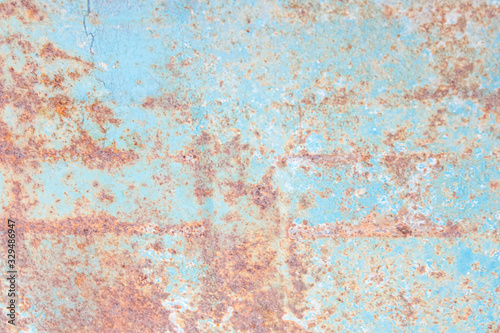 Texture of old rusty iron with blue paint.