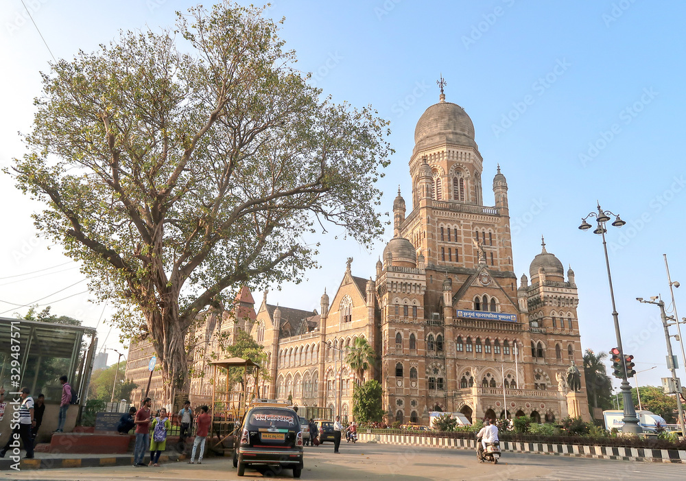 MUMBAI, INDIA - February 29 2020: Brihanmumbai Municipal Corporation building or BMC in Bombay, India