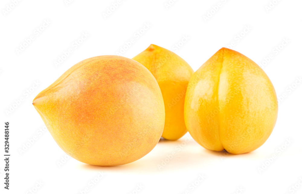 Fresh yellow peach isolated on white background. Fresh yellow peach isolated on white background.