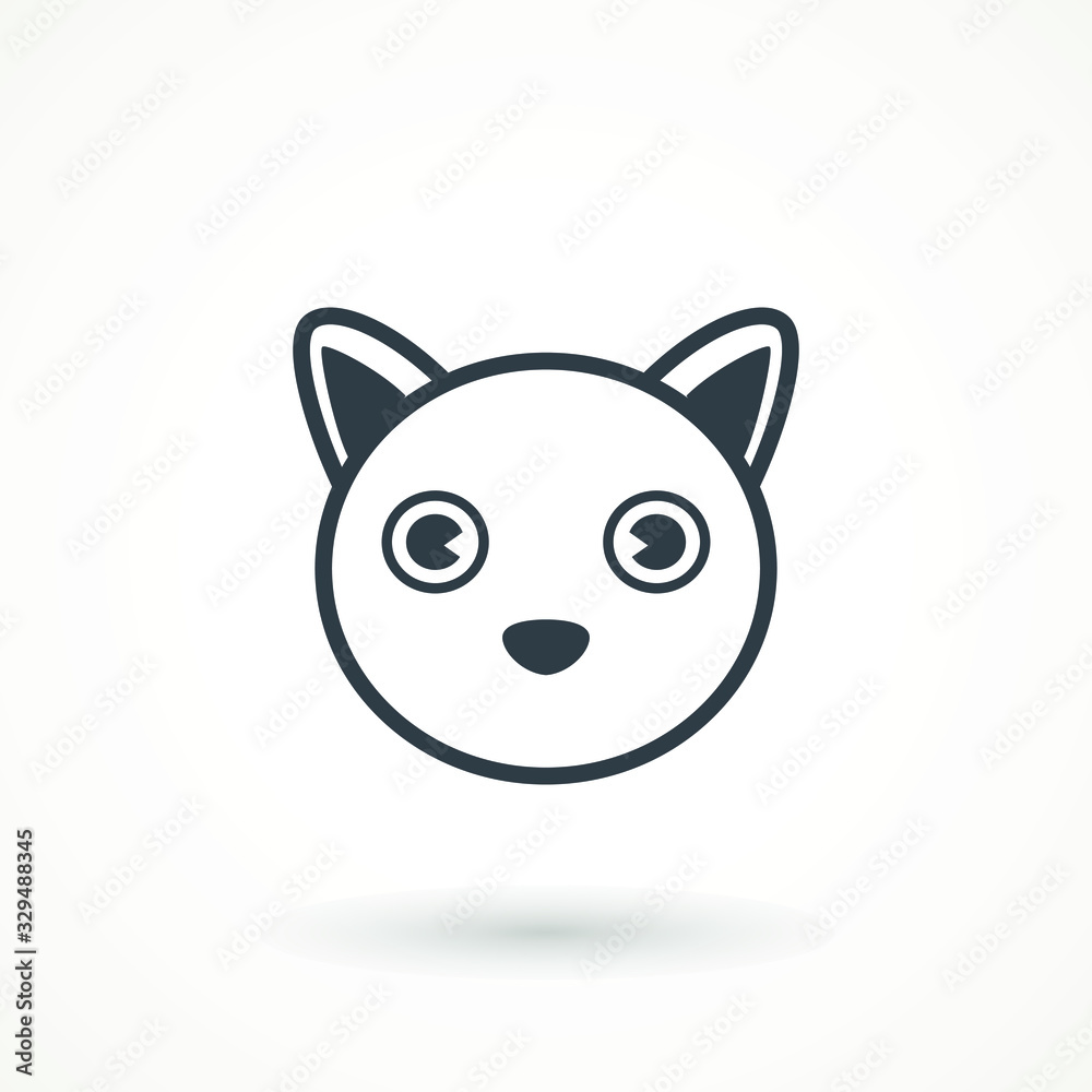 Cat face icon vector on white background. the head of a cat and dog Cat face icon vector on white background. the head of a cat and dog