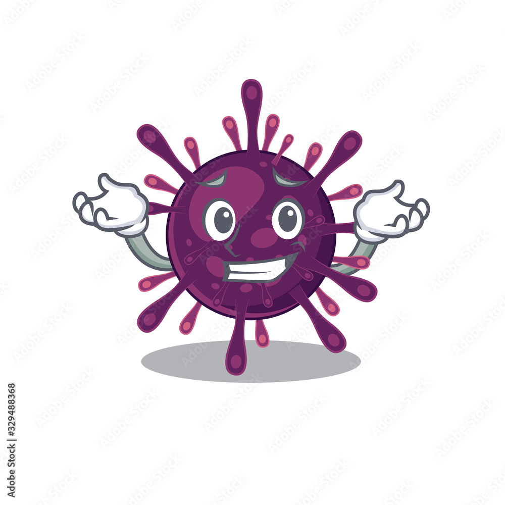 Happy face of coronavirus kidney failure mascot cartoon style