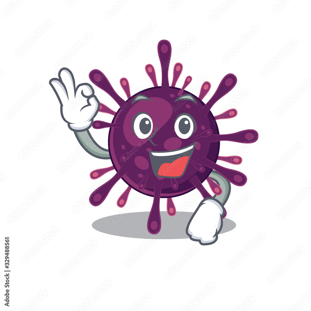 Coronavirus kidney failure cartoon character design style making an Okay gesture