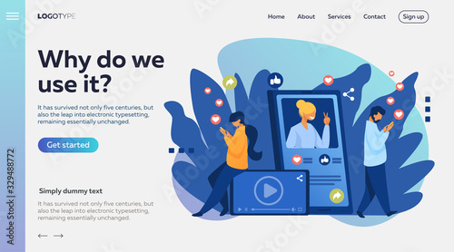 Social media popularity. Users giving likes to picture, post, profile flat vector illustration. Network, internet, blogging concept for banner, website design or landing web page