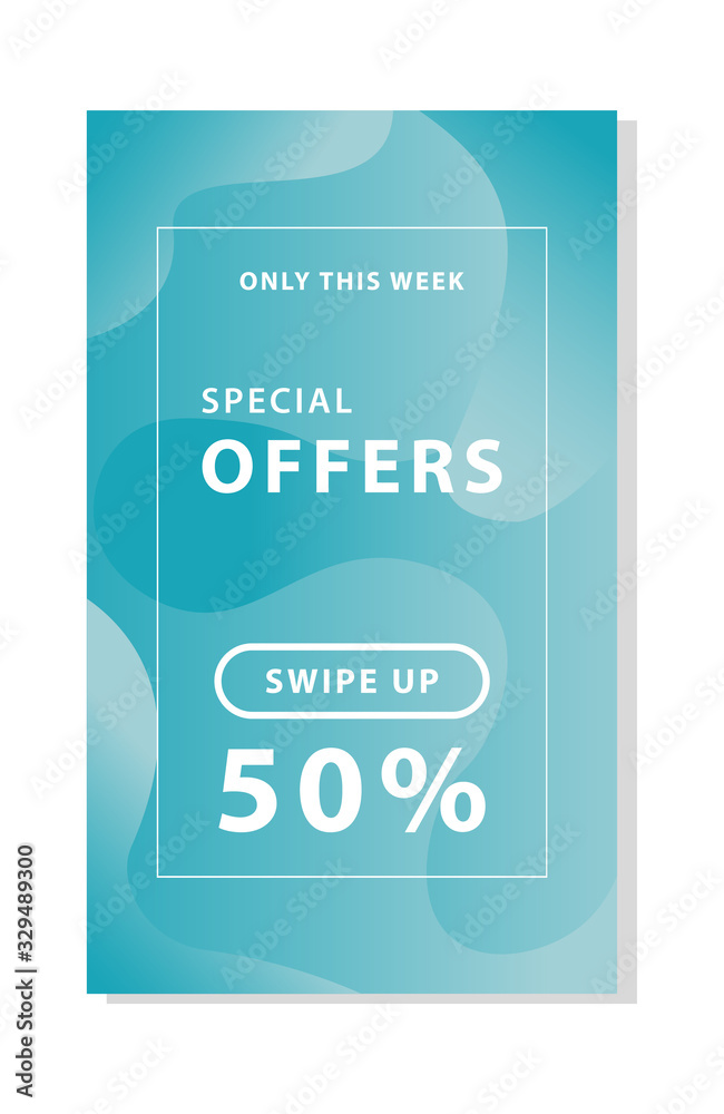 Fototapeta premium Special offer banner template design with simple concept abstract liquid.
