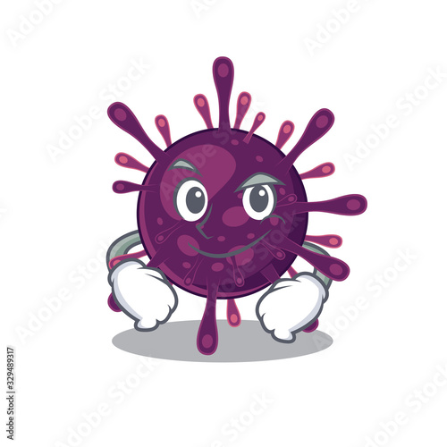 Funny coronavirus kidney failure mascot character showing confident gesture