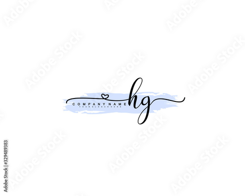 Letter HG handwrititing logo with a beautiful template photo