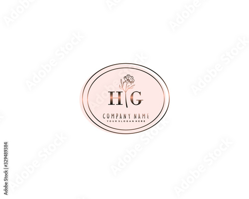 Letter HG handwrititing logo with a beautiful template photo