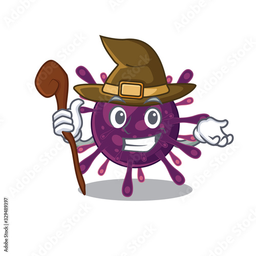 Cute and sneaky Witch coronavirus kidney failure cartoon design style