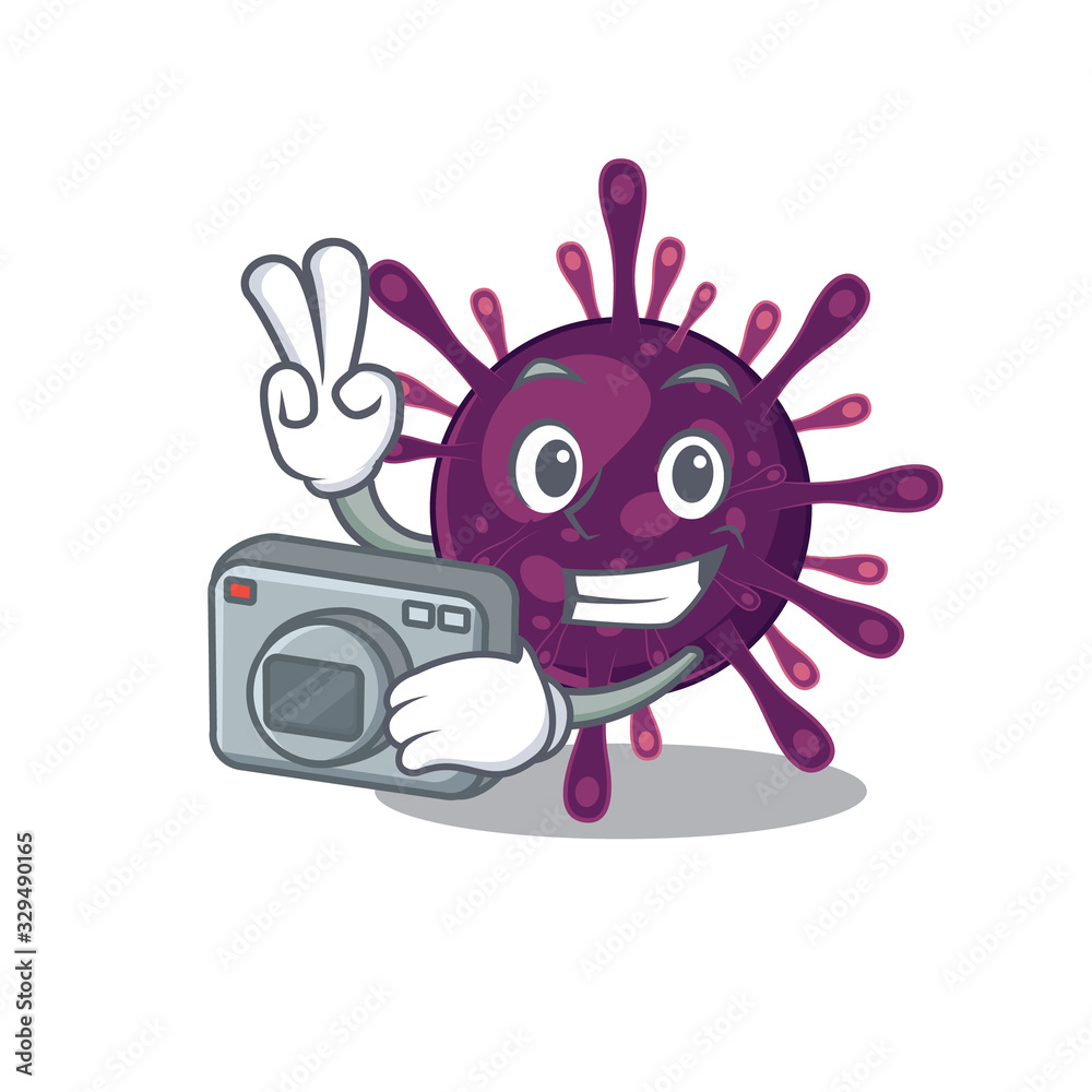 Coronavirus kidney failure mascot design as a professional photographer with a camera