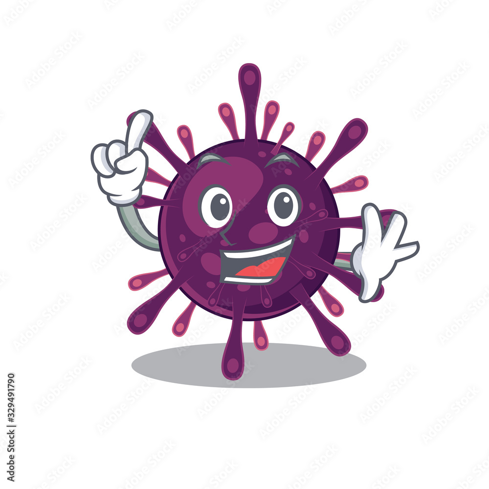 One Finger coronavirus kidney failure in mascot cartoon character style