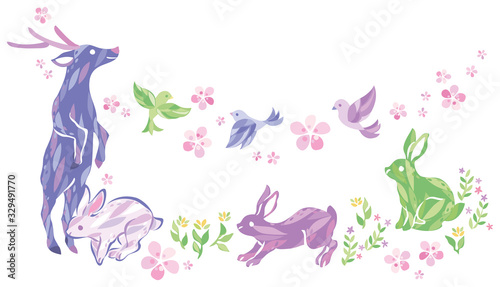 春　動物　イラスト