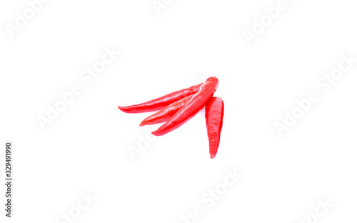 drop red chili peppers isolated on white background