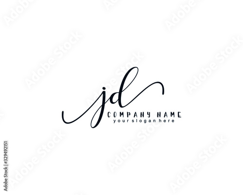 Letter JD handwrititing logo with a beautiful template