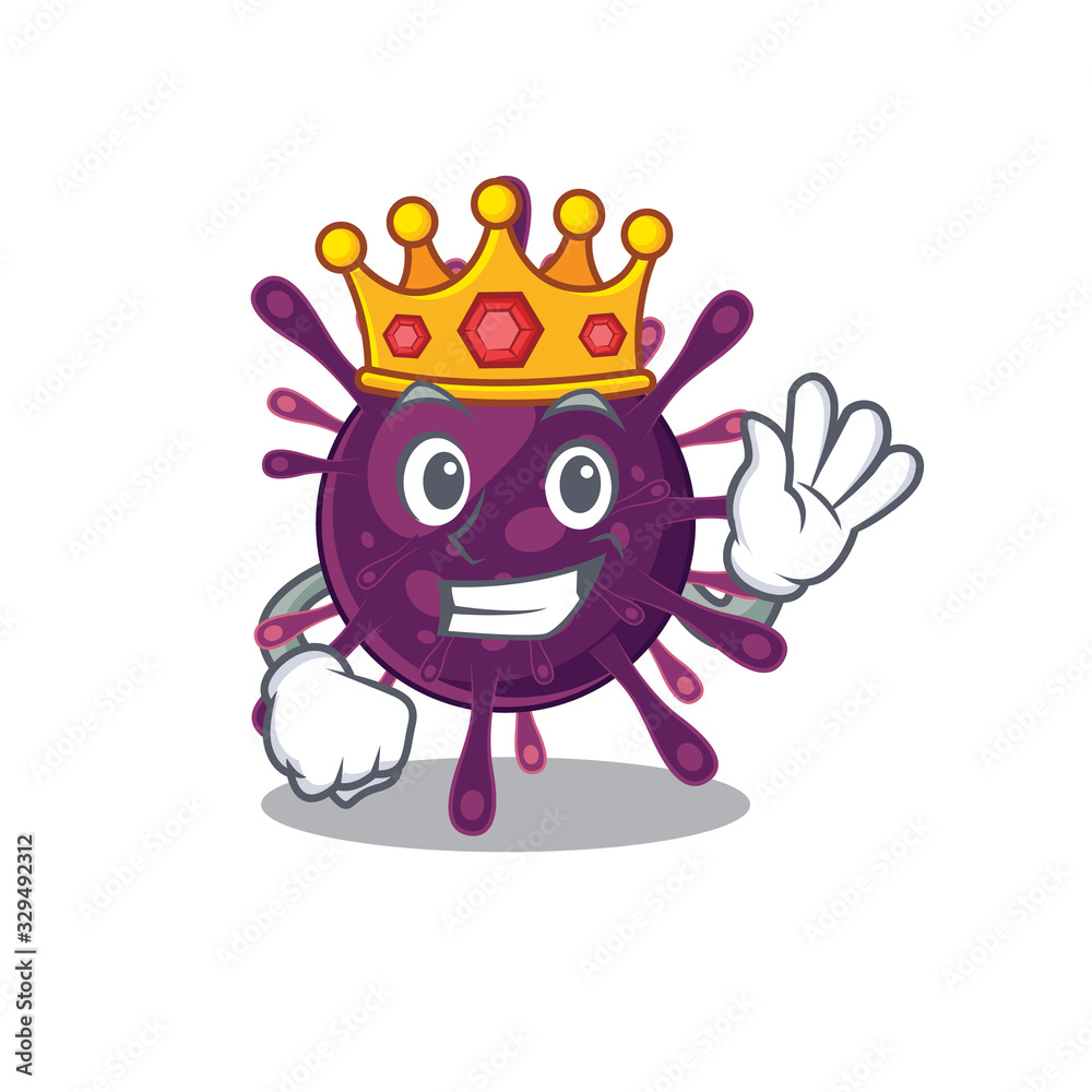 The Royal King of coronavirus kidney failure cartoon character design with crown