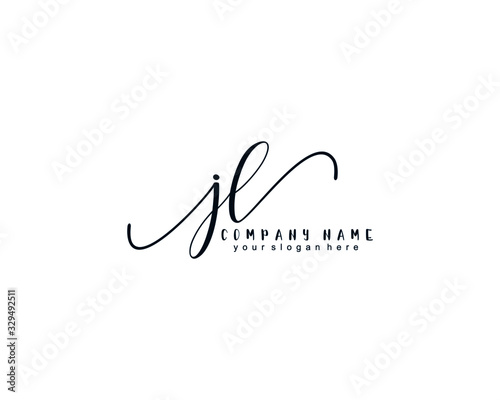 Letter JL handwrititing logo with a beautiful template photo