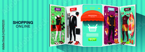 Shopping online for man concept on mobile application