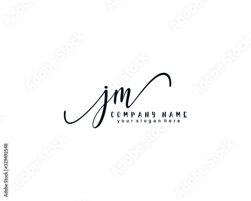 Letter JM handwrititing logo with a beautiful template