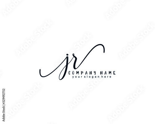 Letter JR handwrititing logo with a beautiful template