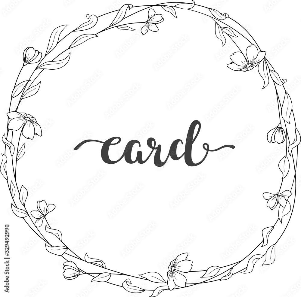 Hand drawn vector wreath with cherry blossom Hand drawn vector wreath with cherry blossom