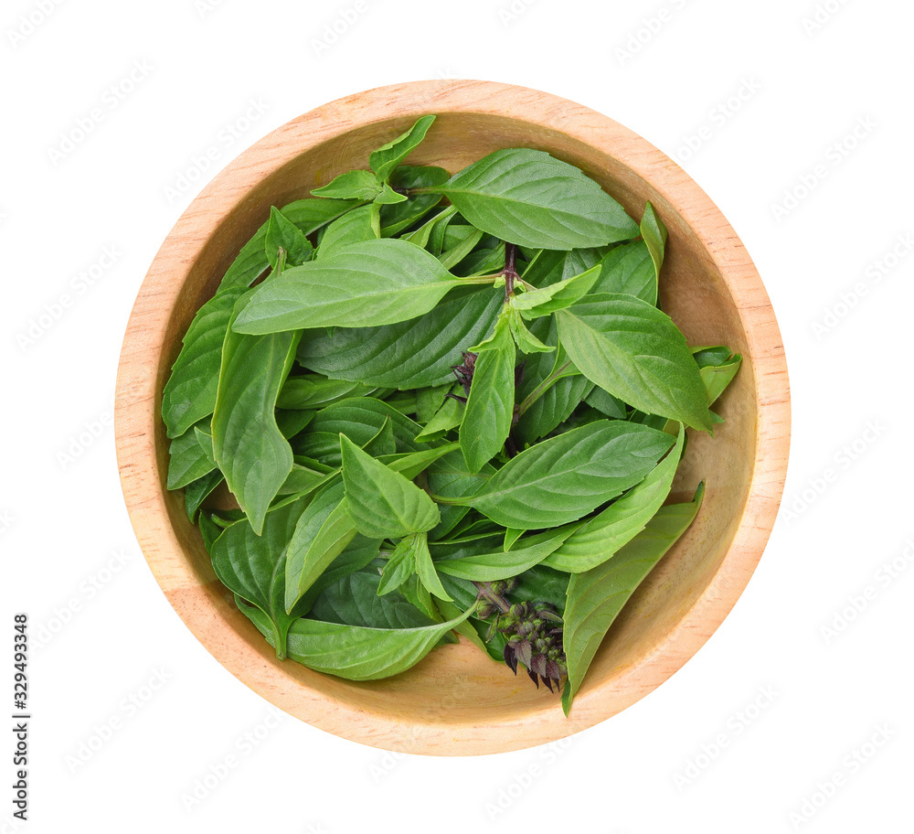 Top view of Basil flower isolated on white background Top view of Basil flower isolated on white background