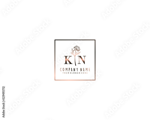 Letter KN handwrititing logo with a beautiful template