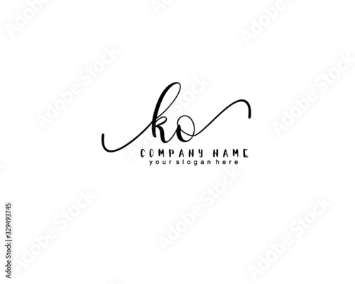Letter KO handwrititing logo with a beautiful template