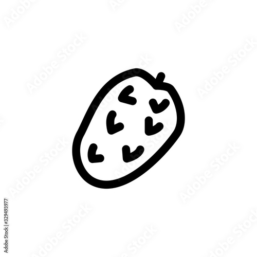 Fresh Soursop Fruit Outline Style Icon Vector Illustration.