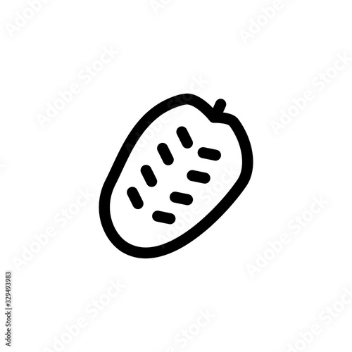 Fresh Soursop Fruit Outline Style Icon Vector Illustration.