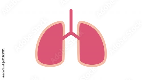 Lungs symbol icon appearing and breathing and expanding animation