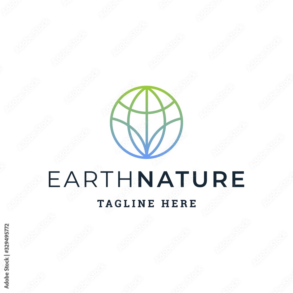 Earth Nature with Simple Line Style Logo Template