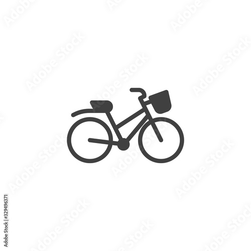 Bicycle vector icon. filled flat sign for mobile concept and web design. Bike with basket glyph icon. Symbol, logo illustration. Vector graphics