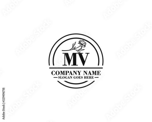 Letter MV handwrititing logo with a beautiful template