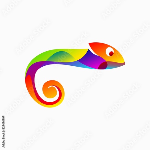 chameleon logo design inspiration . colorful chameleon logo template . colorful chameleon vector