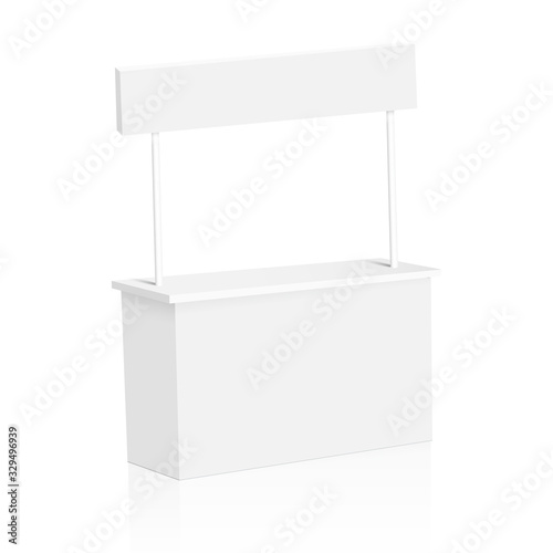 Promo counter trade stand on the white background. Mock Up. vector