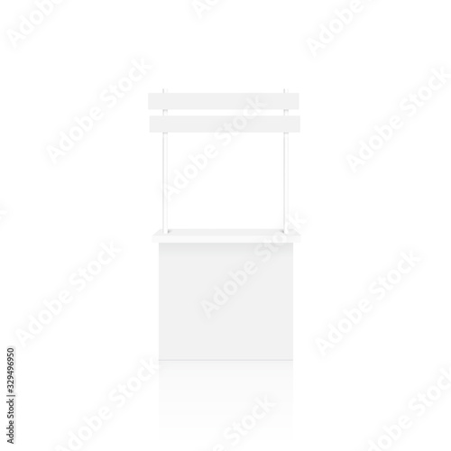 Promo counter trade stand on the white background. Mock Up. vector