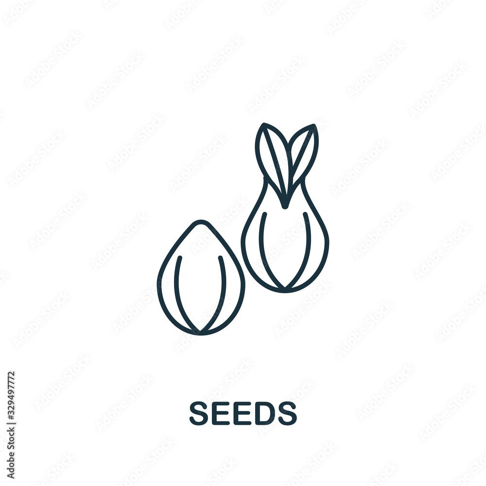 Seeds icon from garden collection. Simple line Seeds icon for templates, web design and infographics Seeds icon from garden collection. Simple line Seeds icon for templates, web design and infographics