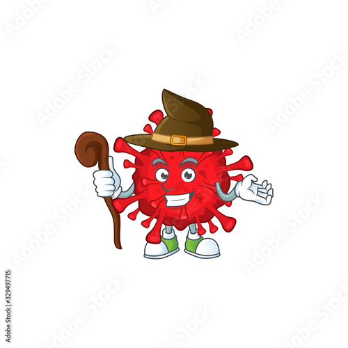 sweet and tricky Witch dangerous coronaviruses cartoon character