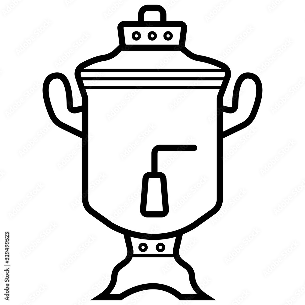 Azerbaijan tea samovar line icon. linear style sign for mobile concept and web design. Traditional Russian Samovar outline vector icon. Symbol, logo illustration. Vector graphics Azerbaijan tea samovar line icon. linear style sign for mobile concept and web design. Traditional Russian Samovar outline vector icon. Symbol, logo illustration. Vector graphics