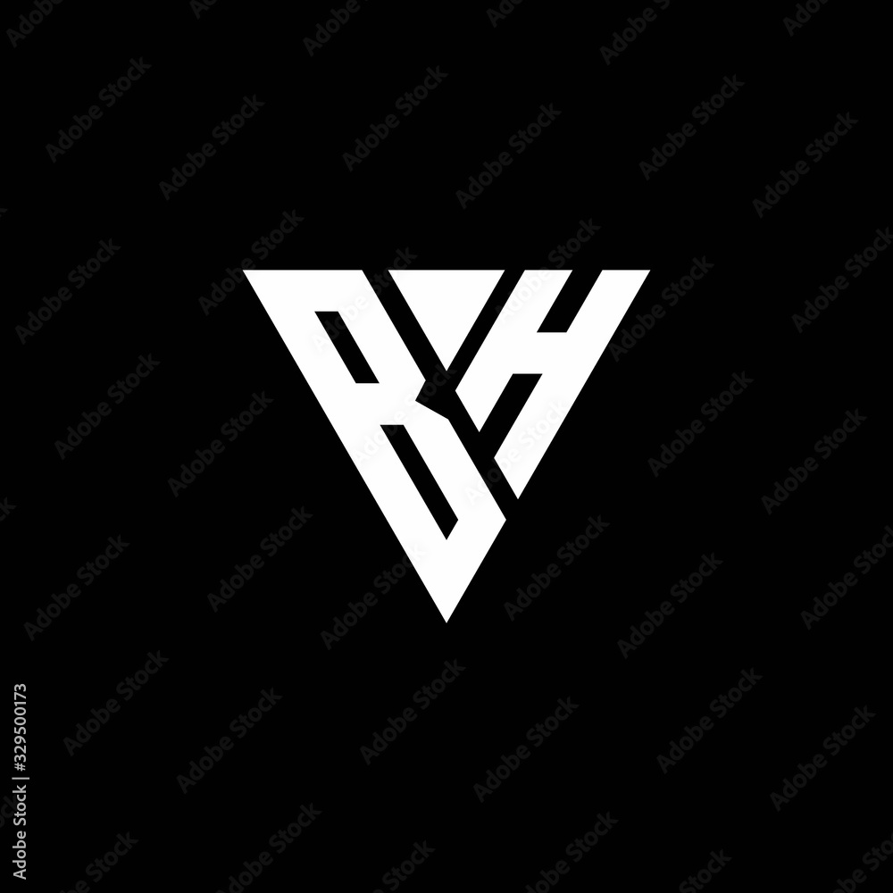 BH Logo letter monogram with triangle shape design template BH Logo letter monogram with triangle shape design template