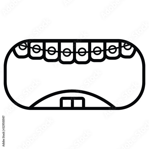 Linear dental brackets icon vector