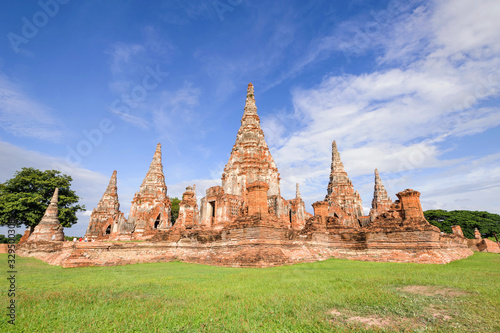 Ancient pagoda architecture  World heritage Wat Chaiwatthanaram in Ayutthaya,Thailand,Public place allowing shooting for travel and worship