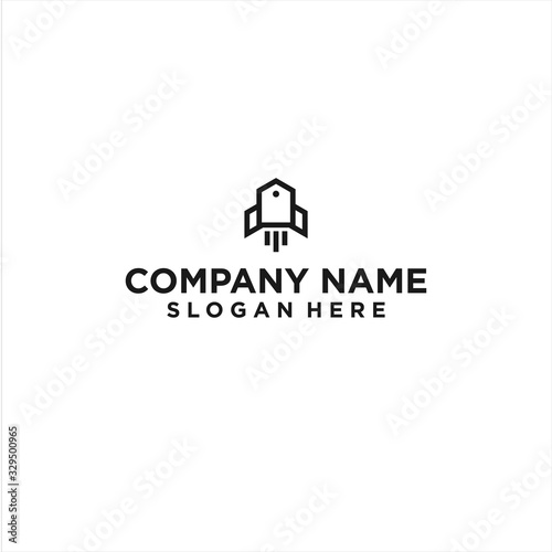 Rocket line logo icon design vector