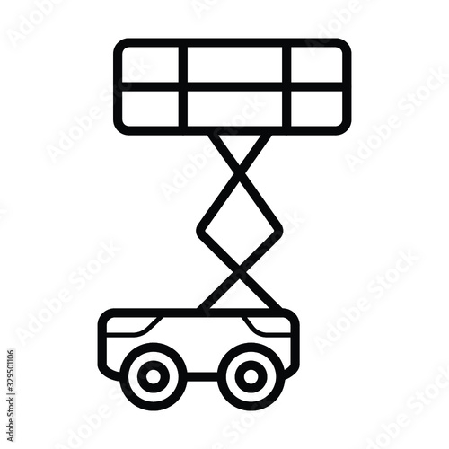 Truck with bucket crane vector icon