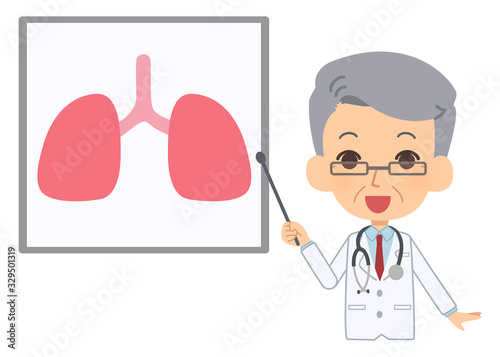 普通の肺の図解と医者