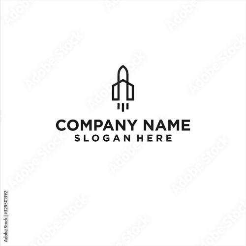 Rocket line logo icon design vector